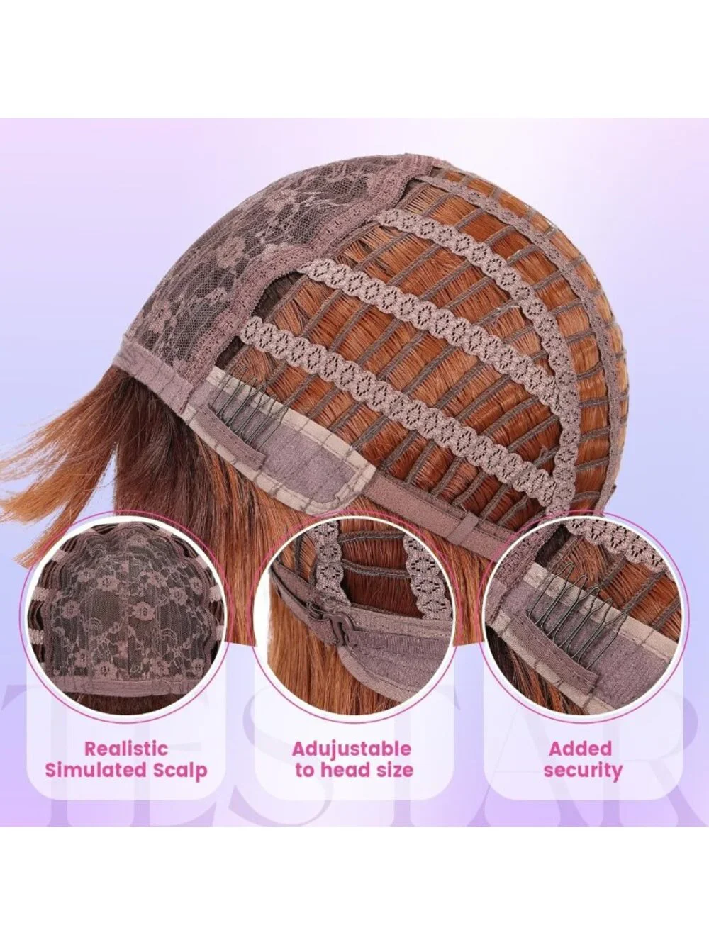 Ombre Ginger Long Wavy Auburn Wig with Bangs - 26